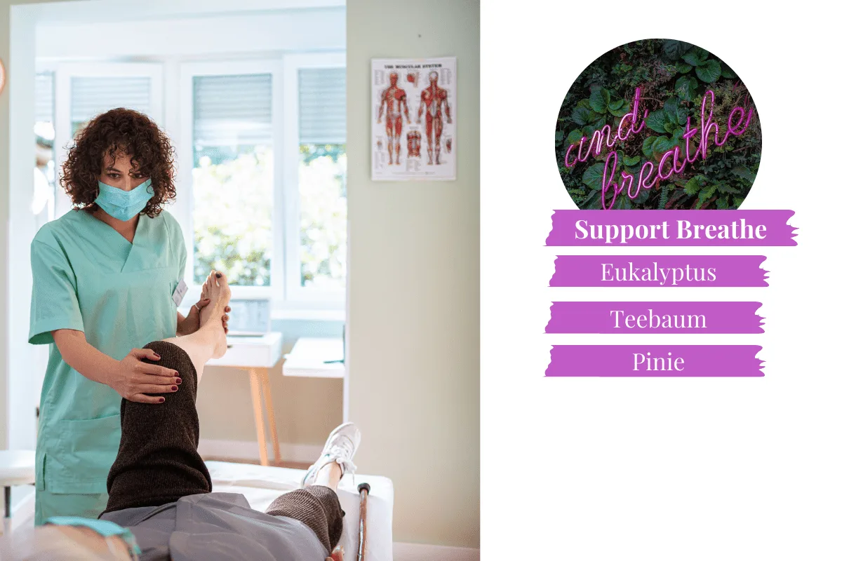 Duft Support Breathe mit Eukalyptus, Teebaum und Pinie, passend zur Praxis